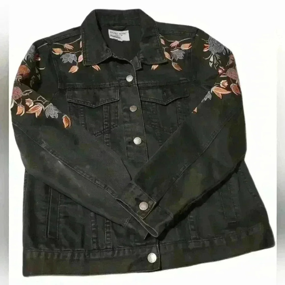 Embroidered Black Denim Jacket - Picture 2 of 10